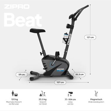 Велотренажер Zipro Beat RS магнітний для дому до 120 кг, фітнес-байк, ергометр