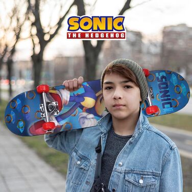 Скейтборд Sonic 31 дюйм з лентикулярним дизайном, професійні траки, 9-шаровий клен, повний гріптейп - для початківців та досвідчених райдерів