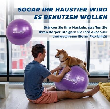 Мобіклінік фітнес-м'яч для занять спортом та реабілітації, 58 см, синій (фіолетовий), з насосом