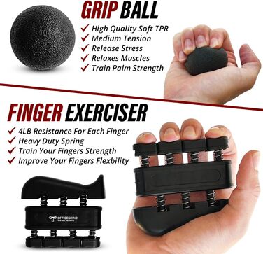 Регульований тренажер для рук Handtrainer з опором 4,5–59 кг, чорний. Для розвитку м'язів, реабілітації та зняття стресу