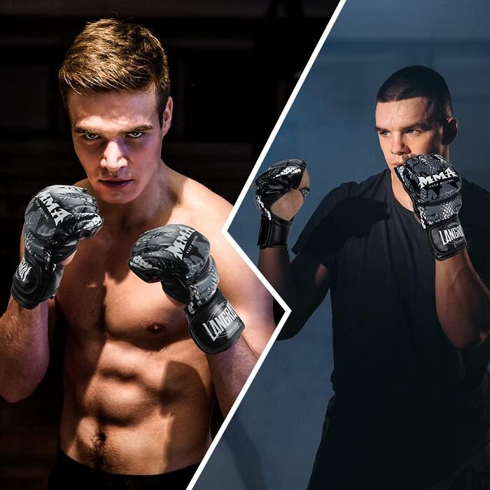 MMA рукавички LangRay для жінок і чоловіків, боксерські рукавички для спарингу, греплінгу, тренувань, кікбоксингу, єдиноборств, муай-тай, карате, UFC, захист рук, розмір L (12 см)
