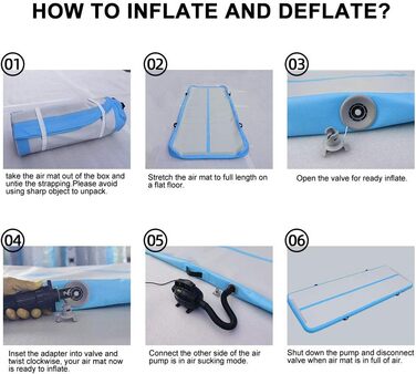 Надувна гімнастична матка Air Turn Track Matte 2-6м, 300x100x10см для гімнастики, йоги, фітнесу (м'ятно-зелений)