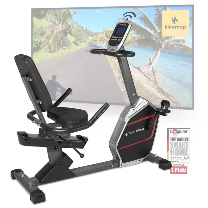 Фитнес-велотренажер SportPlus Liegeheimtrainer - ергометр з магнітною системою опору, LCD-дисплеєм та вимірюванням пульсу, до 150 кг