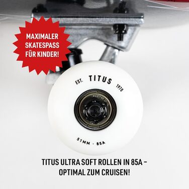 Скейтборд TITUS Mini для дітей 6-8 років, чорний, 7.5 дюйми