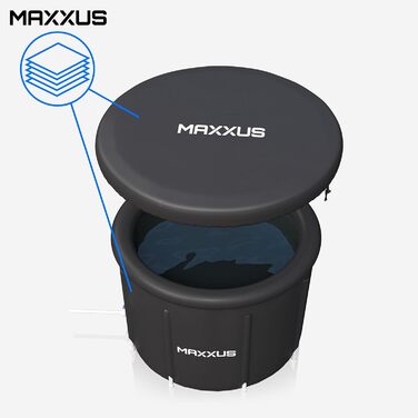 MAXXUS Eisbad XL – надувна криотонна для дому, 450л, з кришкою та насосом, 90 см Ø, для дорослих та спортсменів