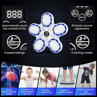 Музична бокс-машина IERAKOR з Bluetooth, 9 швидкостей та режимів, світлові та звукові ефекти, LCD-дисплей