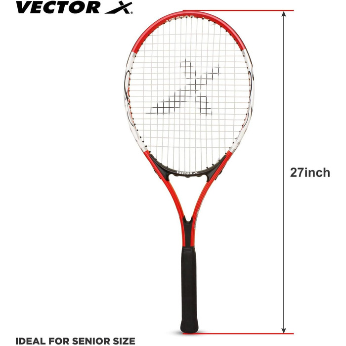 Ракетка для тенісу Vector X VXT-520 графітова, 27 дюймів, червоно-біла - легка, з амортизацією