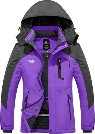 Куртка Wantdo Daen Berg для хайкінгу та туризму Outdoor, вітрозахисна, водонепроникна, з капюшоном, утеплена, XXL, фіолетовий