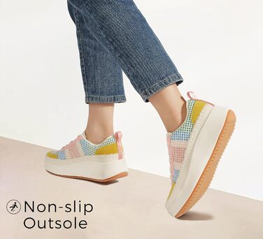 Кросівки жіночі Lucky Step на платформі з камінням, рожево-жовті, повсякденні, 39 EU