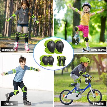 Набір захисту для дітей: наколінники, налокітники, рукавички. Підходить для роликів, скейта, скейтборда. Колір: зелений