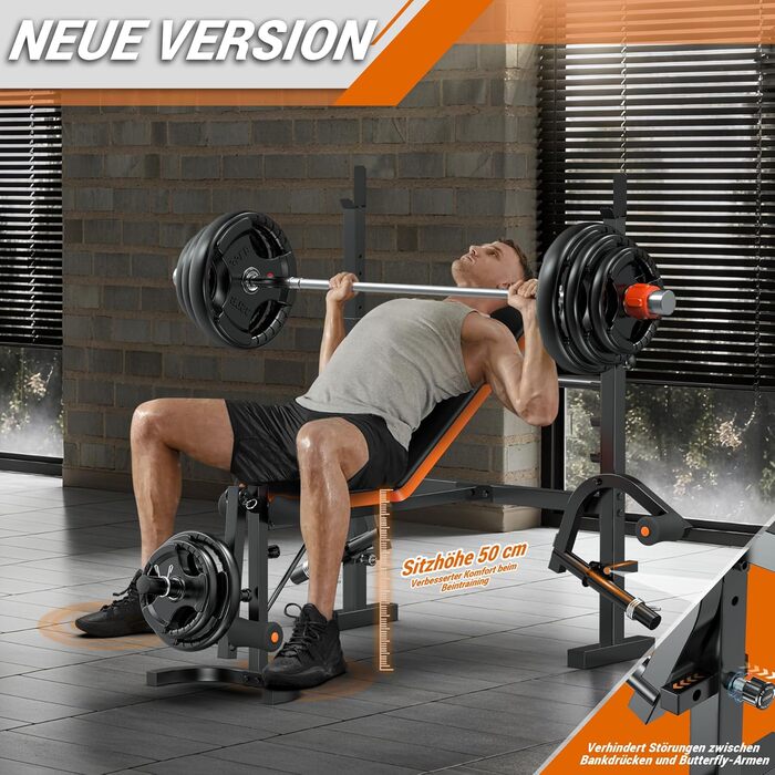 Регульована лава для тренажерів XDDIAS 6-в-1: жимовая, для присідань, з пулом для згинання рук та тренажером для ніг. Макс. вага: 350 кг. Оновлена версія