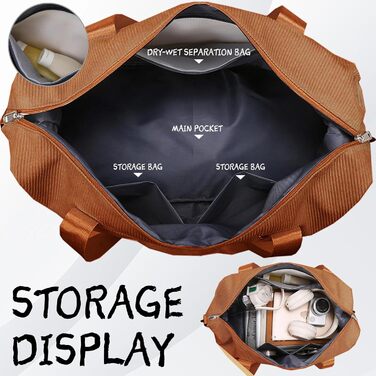 Спортивна сумка YOUYIKE для жінок та чоловіків 20-35Л з відділенням для взуття та вологих речей, дорожня сумка-вікендер для фітнесу, тренувань та подорожей (Коричнева)