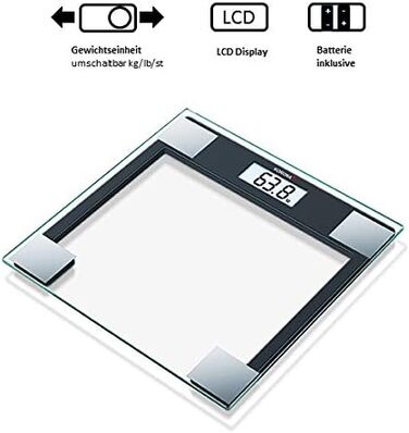 Скляні ваги Korona GABRIELA 150 кг, LCD, автоотключення, батарейки