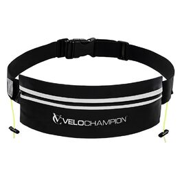 Пояс для стартового номера VeloChampion світловідбиваючий з кишенею для бігу, марафону, тріатлону, велоспорту (Чорний)