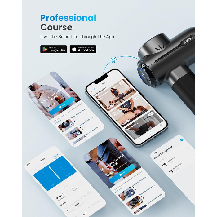 Масажер RENPHO з підігрівом та охолодженням, Bluetooth та станцією зарядки. Перкусійний масаж глибоких тканин для м'язів. Active+ Thermacool Deluxe