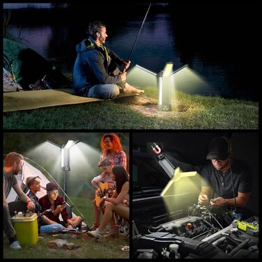 Ліхтар кемпінговий акумуляторний 2000 люменів з регулюванням яскравості та висувним штативом, 6000mAh, 3 кольори світла, для кемпінгу, авторемонту, будівництва