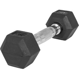 Гантелі шестигранні GORILLA SPORTS 42,5 кг, гумовані, гантелі для фітнесу і силових тренувань, з рифленою хромованою ручкою, чорні, нековзкі, чавун