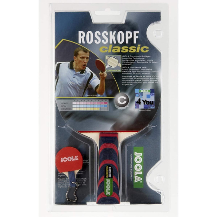 JOOLA ROSSKOPF Classic ракетка для настільного тенісу ITTF, професійна, дерево Compwood, губка 2,0 мм + 12 білих тренувальних м'ячів 40 мм