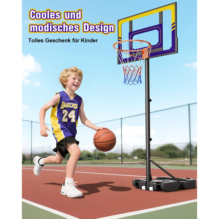 Баскетбольний кошик Outdoor для дітей, 107-213 см, з регулюванням висоти та захисною PC-стінкою