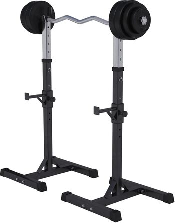 Стійка для штанги GORILLA SPORTS з набором гантелей 35 кг, SZ-грифом 120 см, регулювання висоти 6 і 14 рівнів, до 500 кг, сталь – стійка для штанги, присідань, Squat Rack