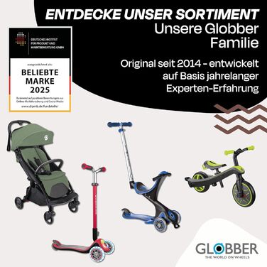 Роликовий самокат GLOBBER NL 205 - для дітей від 8 років, підлітків та дорослих, регульована висота, колеса 205 мм, ABEC 7, чорний