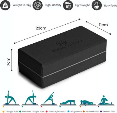 Набір блоків для йоги та пілатеса Yoga Studio з EVA-піни високої щільності, протиковзні, легкі, чорні (2 шт)