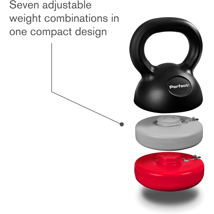 Регульований гантель-гиря Perfect Adjustable Kettlebell для фітнесу, 7 ваг, 26x14 см, багато кольорів