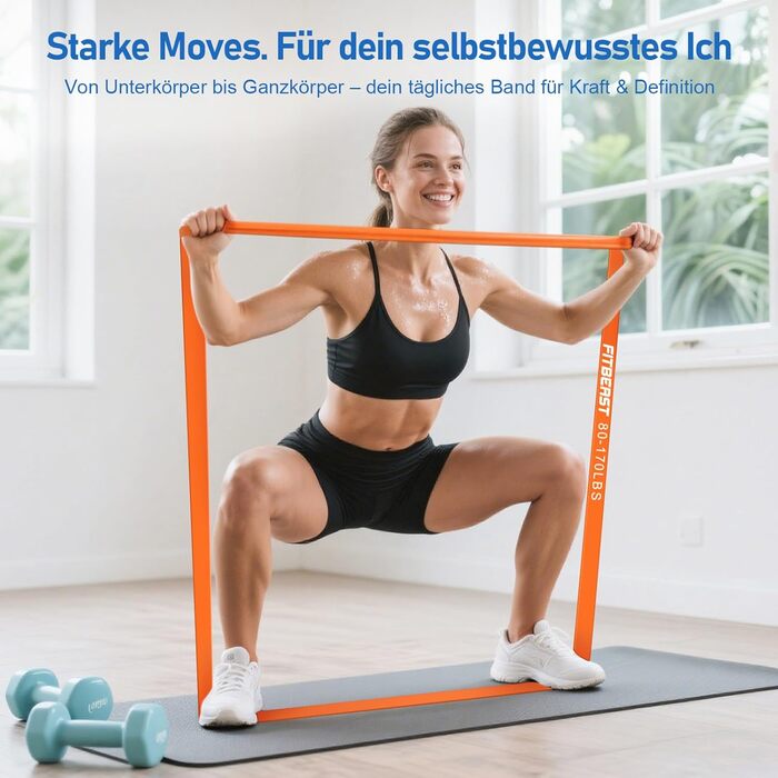 FitBeast Набір еластичних стрічок для фітнесу, гумок для тренувань з рукавичками та дверним анкером для силових тренувань та занять вдома (6 шт., 5-170 LBS)