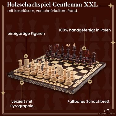 Шахи дерев'яні Master of Chess 'Gentleman' 60 см, великі, складані, ручна робота, для дорослих і дітей