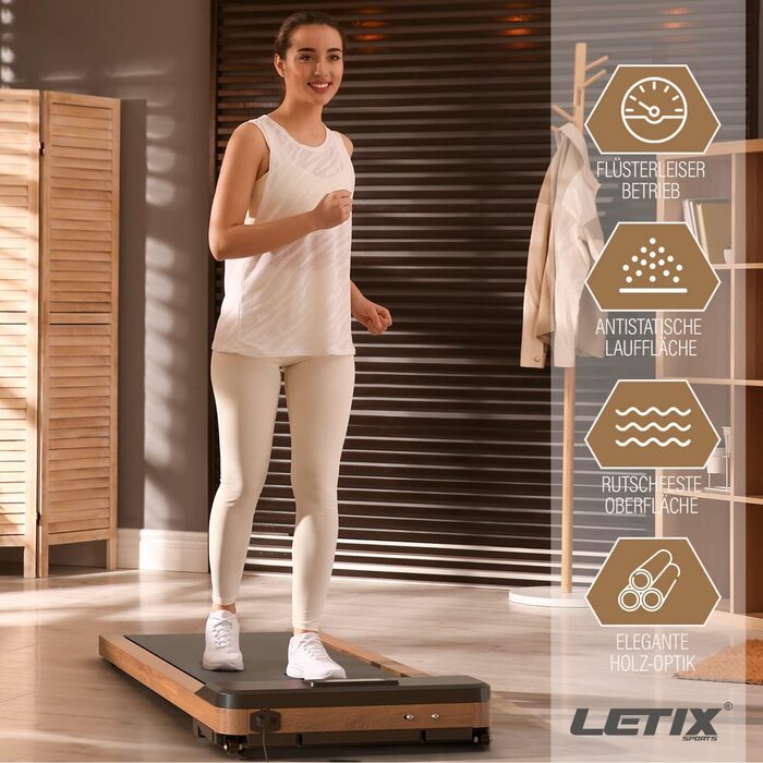 Електричний біговий столик DeskWalk для дому та офісу: LCD-дисплей, моторизоване фітнес-обладнання з імітацією дерева