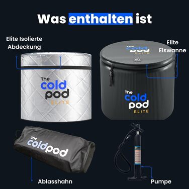 Тонна для криотерапії Eisbad для спортсменів з кришкою, портативна ванна для криотерапії, The Cold Pod, розкладна надувна ванна для дому та вулиці (Elite Barrel)