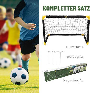 Ворота для футболу Umbro 90x59x61 см, складані, металеві, чорно-жовті, для дітей та дорослих, для тренувань вдома та на вулиці