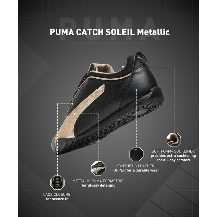 Жіночі кросівки Puma Catch Soleil Metallic (37 EU, чорний/золотий)