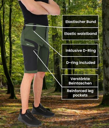 Чоловічі туристичні шорти PUMA Workwear Pro-One Adventure — посилений нейлон, 4-way stretch, з D-кільцем для трекінгу та аутдору, Olive (L)