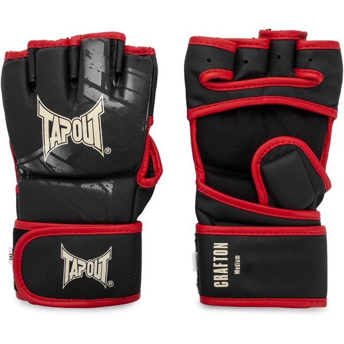 Тренувальні рукавички Tapout MMA зі штучної шкіри, чорні/червоні/екрю, розмір M, 1 пара
