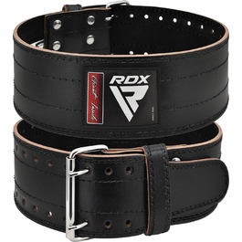 Шкіряний пояс для важкої атлетики RDX 4”, сертифікований IPL USPA, 12 отворів, 6 мм, для пауерліфтингу, бодібілдингу та фітнесу, чорний, розмір L, для чоловіків і жінок