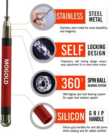 Стрибкове канат MOGOLD з регулюванням довжини, 4 канатні мотузки для кросфіту, кульковий підшипник, силіконовий грип