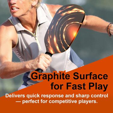 Pickleball ракетка Edgeless Graphit T700 Multilayer з карбону, подовжений хват, комфортний хват, великі зони влучання, сертифікована USAPA, для досвідчених гравців Rapid Fire