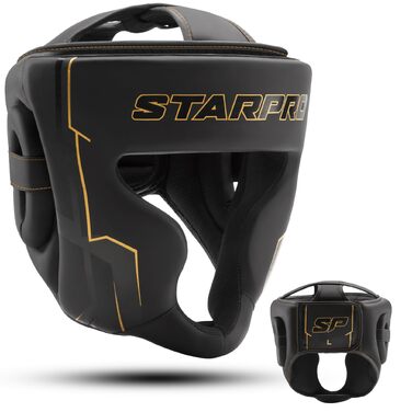 Захист голови для боксу Starpro - преміум-захист для спарингу з повним обличчям, легкий дизайн та оптимальна посадка для максимальної безпеки, чорний/золотий, розмір M