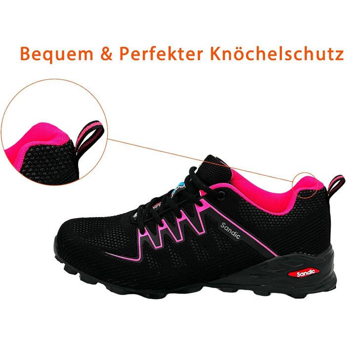 Чоловічі та жіночі трекінгові кросівки для хайкінгу та бігу, зручні кросівки для активного відпочинку, чорно-зелені (36 EU, чорний фуксія)