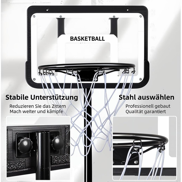 Баскетбольний кошик вуличний з м'ячем та насосом, регульована висота 148-250 см, для дітей 6-12 років