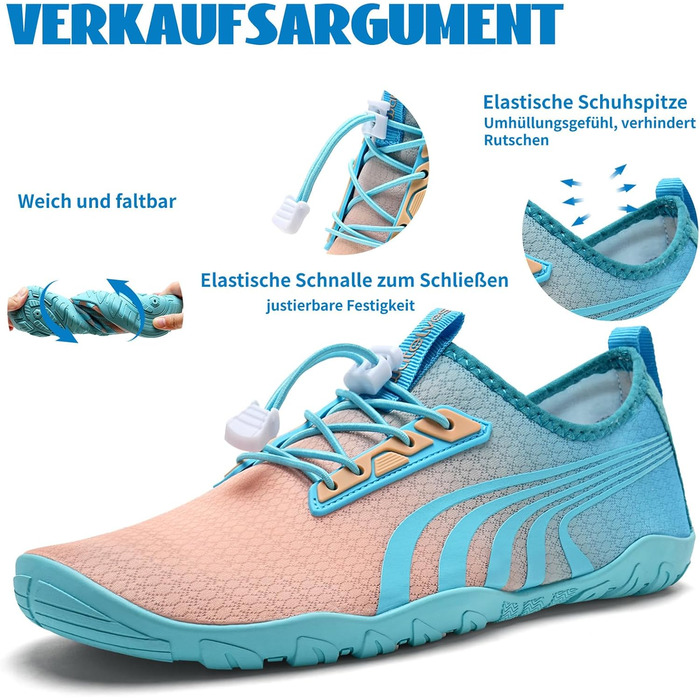 Аквашузи для плавання та серфінгу WateLves: чоловічі та жіночі, швидковисихаючі, унісекс, білі, фіолетові, оранжеві, блакитні, розмір 37 EU