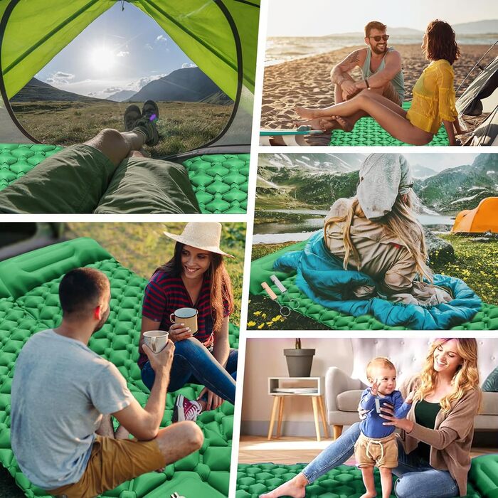 Isomatte HVIERO Саморозкладається, надувна, для кемпінгу, рюкзак, подорожі, туризм. Легка, компактна, блакитна.