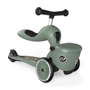 Біговел Scoot & Ride Highwaykick 1 Lifestyle з сидінням та контейнером (Зелені лінії)