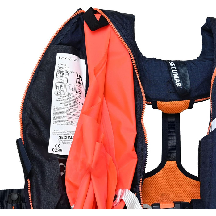 Автоматичний рятувальний жилет Secumar Survival 275 Harness, темно-синій/помаранчевий