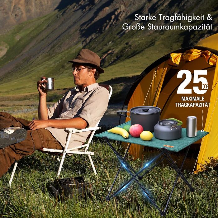 Складаний туристичний стіл VILLEY для кемпінгу та відпочинку на природі (зелений)