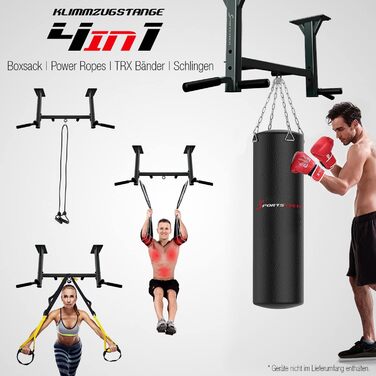 Штанга для підтягувань Sportstech 4in1 KS400 для дому: підтягування, бокс, канати, 6 ручок, сталева конструкція