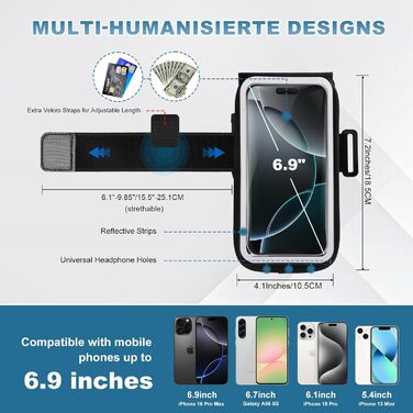 Спортивний браслет для телефону Guzack 2-в-1: фіксатор для бігу та тренувань, універсальний, для iPhone/Samsung