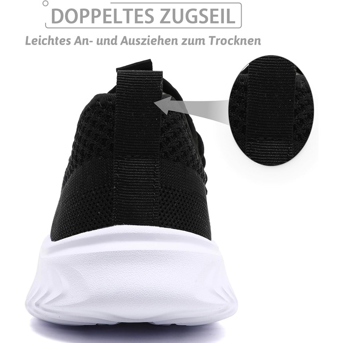 Чоловічі кросівки QIJGS для бігу та фітнесу, повсякденне взуття, модель Slip-on, розмір 46 EU, чорно-білі