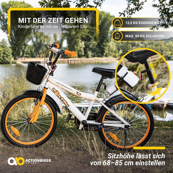 Дитячий велосипед Actionbikes 12/16/20 дюймів, V-Brake, з крилами, для хлопчиків і дівчаток, від 2 до 9 років